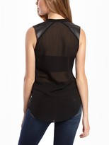 Thumbnail for your product : GUESS Attie Chiffon and Faux-Leather High-Low Top