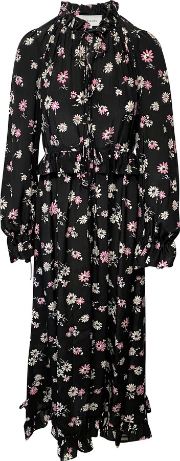 Les Rêveries Tie-front Maxi Dress in Floral Print Silk