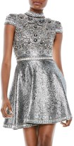 Thumbnail for your product : Alice + Olivia Floretta Metallic Embroidered Mini A-Line Dress