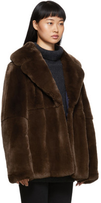 Yves Salomon Brown Rex Rabbit Fur Jacket
