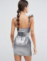 Thumbnail for your product : ASOS DESIGN NIGHT Silver 80s Ruffle Mini Dress