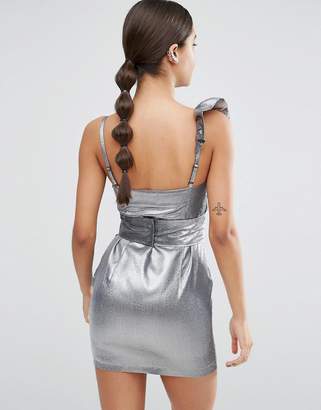ASOS DESIGN NIGHT Silver 80s Ruffle Mini Dress