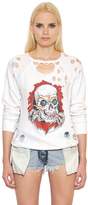 Thumbnail for your product : Unravel Destroyed Skull Print Jersey Sweatshirt