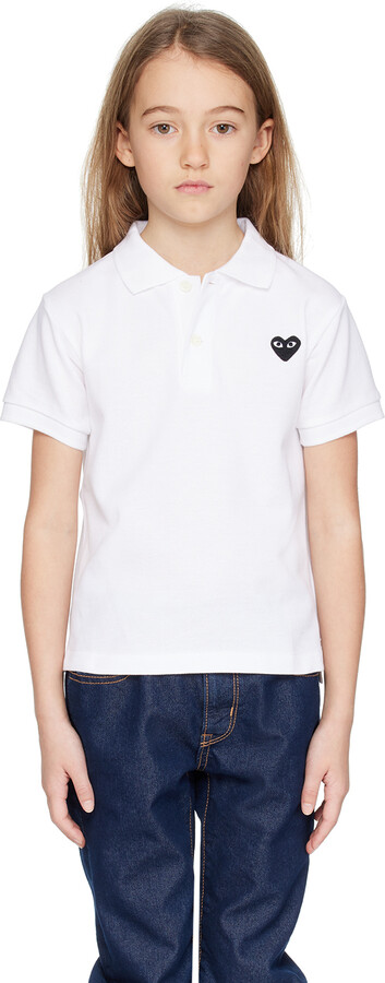 COMME des GARÇONS PLAY Kids White Heart Patch Polo