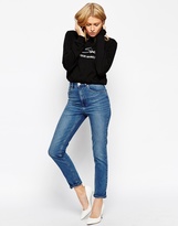 Thumbnail for your product : ASOS Farleigh High Waist Slim Mom Jeans in Mid Wash Blue