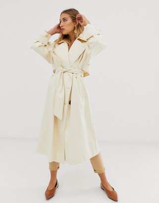 ASOS DESIGN DESIGN longline trench coat with statement buttons
