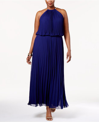 MSK Plus Size Pleated Halter Gown