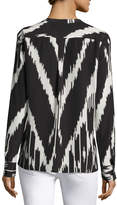 Thumbnail for your product : Theory Isalva Ikat-Print Long-Sleeve Silk Blouse