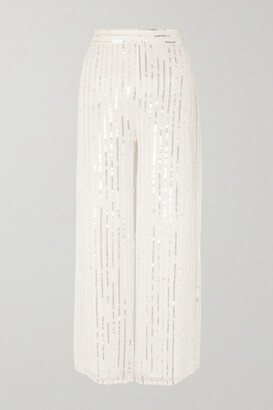 Temperley London Neri Sequin-embellished Crepe Wide-leg Pants - Ivory