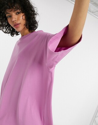 Weekday oversized t-shirt dress in violet