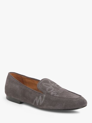 AND/OR Gabbi Suede Stitch Detail Loafers, Charcoal