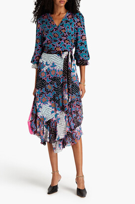 Diane von Furstenberg Justine floral-print jersey and crepon wrap dress