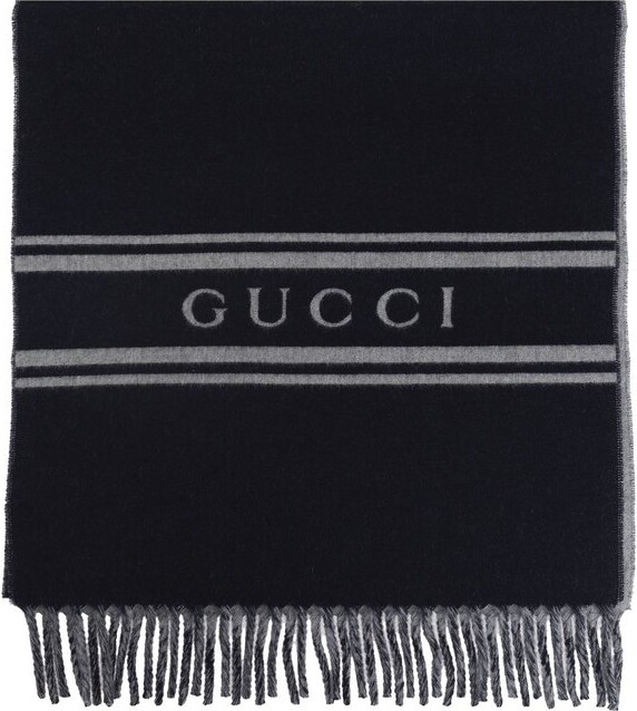 Gucci Logo Intarsia Fringed Scarf