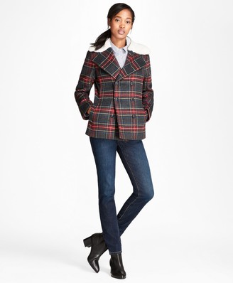 Brooks Brothers Tartan Wool-Blend Double-Breasted Coat