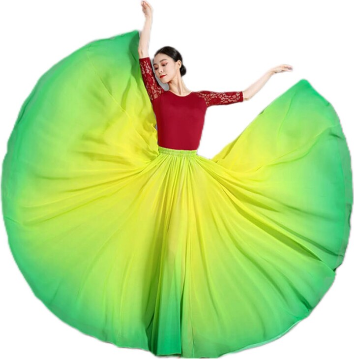 HEARTTOUCH Women's Fairy Lyrical Dance Skirt 720° Gradient Color Swing ...