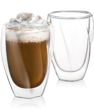 JoyJolt Lacey Double Wall Coffee Glasses Set of 2