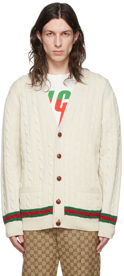 Gucci Men's White Cardigans & Zip Up Knitwear | ShopStyle AU