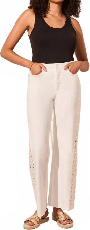 Brooke High Rise Jeans With Embroidery In Cocomilk