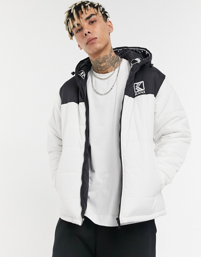 Karl Kani OG block hooded puffer jacket in white - ShopStyle Outerwear