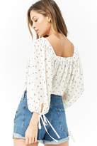 Thumbnail for your product : Forever 21 Sheer Rose Print Chiffon Peasant Top