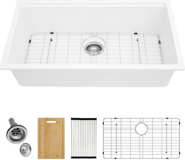 Logmey 33'' L Undermount Single Bowl Quartz Kitchen Sink
