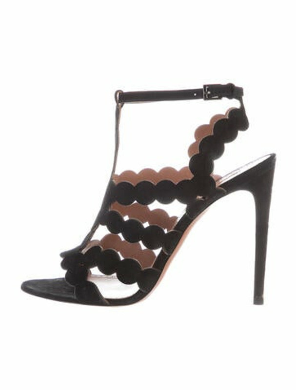 Alaia Suede Scalloped Accent Gladiator Sandals Black - ShopStyle ...
