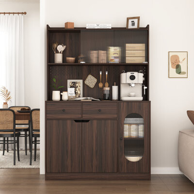 Ebern Designs Kitchen Sideboard Tall Kitchen Pantry Storage Cabinet Display Cabinet with Storage for Kitchens