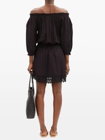Thumbnail for your product : Melissa Odabash Ivy Off-shoulder Lace-trim Shirred-poplin Dress - Black