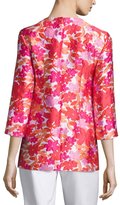 Thumbnail for your product : Michael Kors Collection Floral Jacquard 3/4-Sleeve Tunic, Pink/Multi