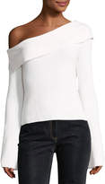 Thumbnail for your product : Theory One-Shoulder Fold-Over Long-Sleeve Ribbed Sweater