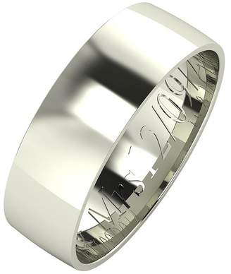 Love GOLD Personalised 9 Carat White Gold Court Wedding Band 6 mm