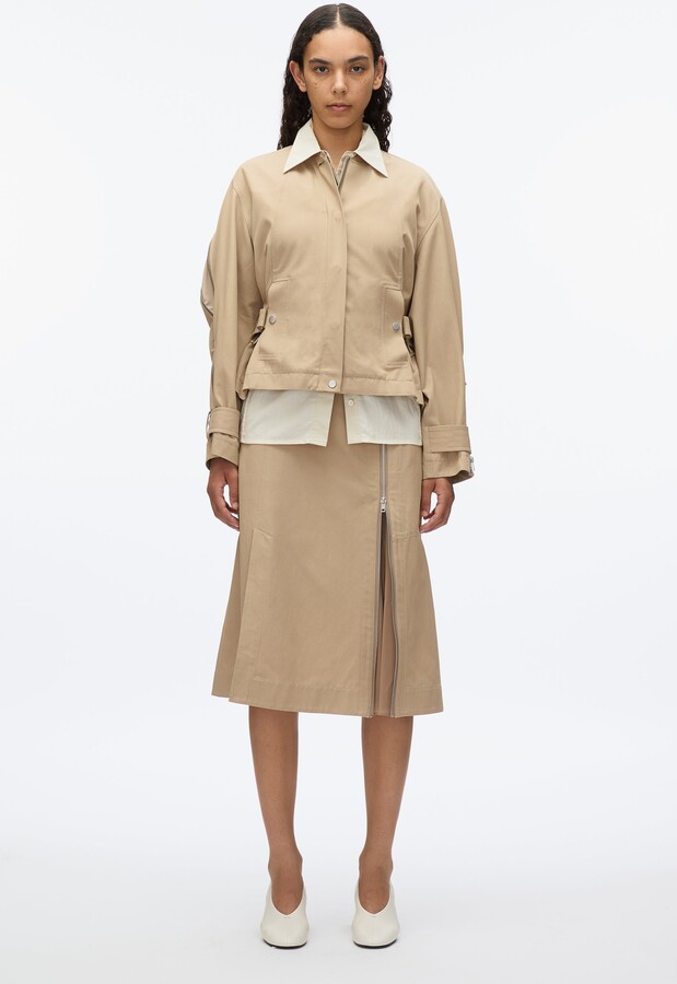 Zip Cocoon Back Bomber Jacket in KHAKI