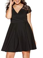 Thumbnail for your product : Quiz Curve Black Lace Sleeve Wrapover Skater Dress