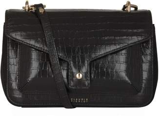 Claudie Pierlot Croc-Embossed Shoulder Bag, Black, One Size