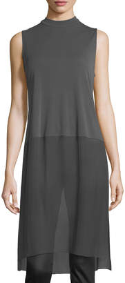 Eileen Fisher Sleeveless Mock-Neck Stretch Silk Jersey Tunic, Plus Size