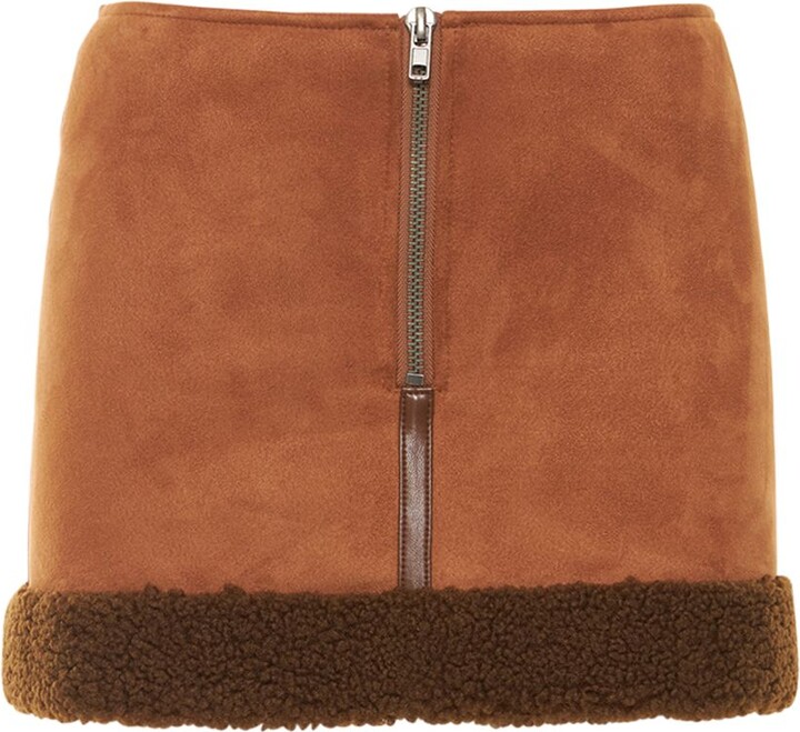 Rotate by Birger Christensen Ash faux shearling mini skirt