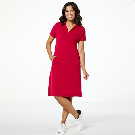 Hue Short-Sleeve Knit Popover Dress - Persian Red - Size X-Small