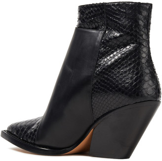 IRO Smooth And Snake-effect Leather Ankle Boots