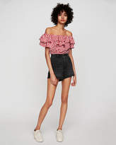 Thumbnail for your product : Express Gingham Off The Shoulder Cropped Top