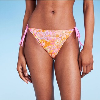 Wild Fable Women's Side-Tie Medium Coverage Bikini Bottom Orange Floral  Print - ShopStyle Two Piece Swimsuits