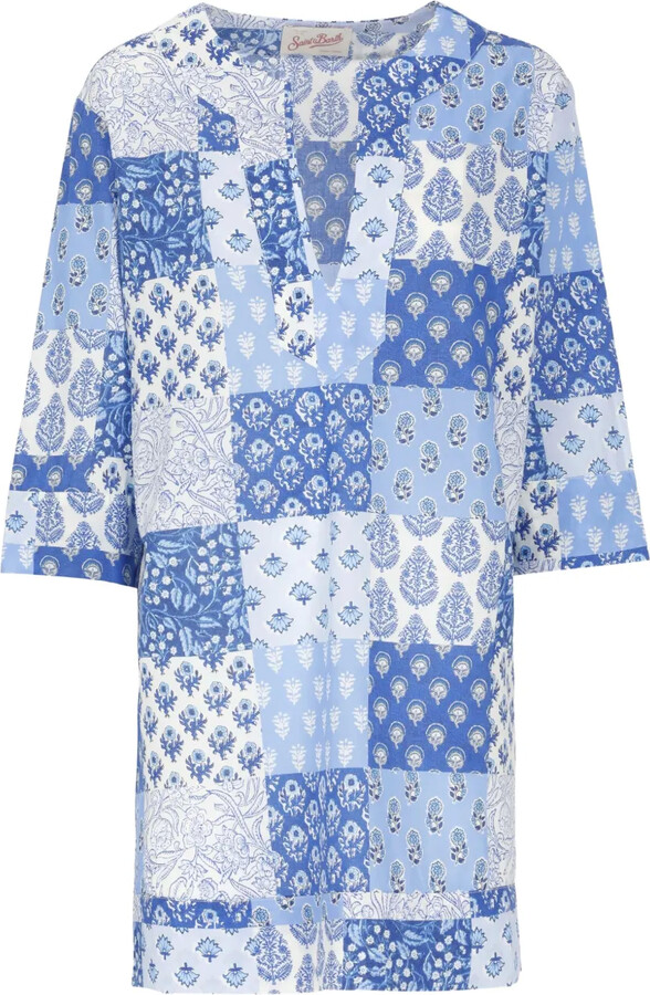 MC2 Saint Barth patchwork V-neck mini dress