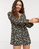 Thumbnail for your product : ASOS DESIGN petite long sleeve swing tea playsuit in floral print