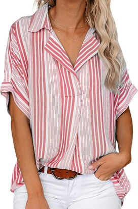 Roll Up Sleeve Shirt Tunic Tops Casual V-Neck Blouses Uusollecy Womens Long Sleeves Shirts 