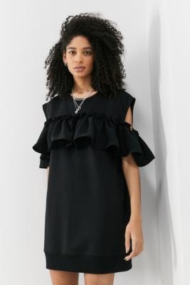 MM6 MAISON MARGIELA MM6 Ruffle Mini Dress - Black S at Urban Outfitters