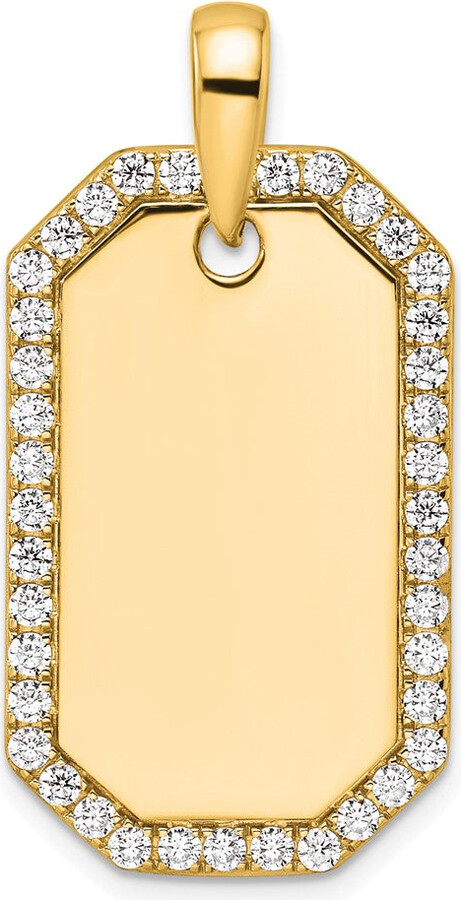 Diamond2Deal 14K Gold Lab Grown Diamond Dog Tag Pendant (1ct VS D-E)