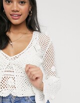 Thumbnail for your product : ASOS DESIGN two-piece hand crochet tie front cardigan