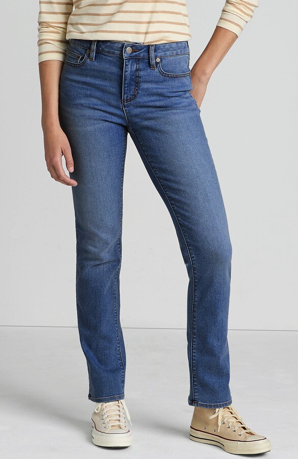 Lands' End Recover Mid Rise Straight Leg Blue Jeans