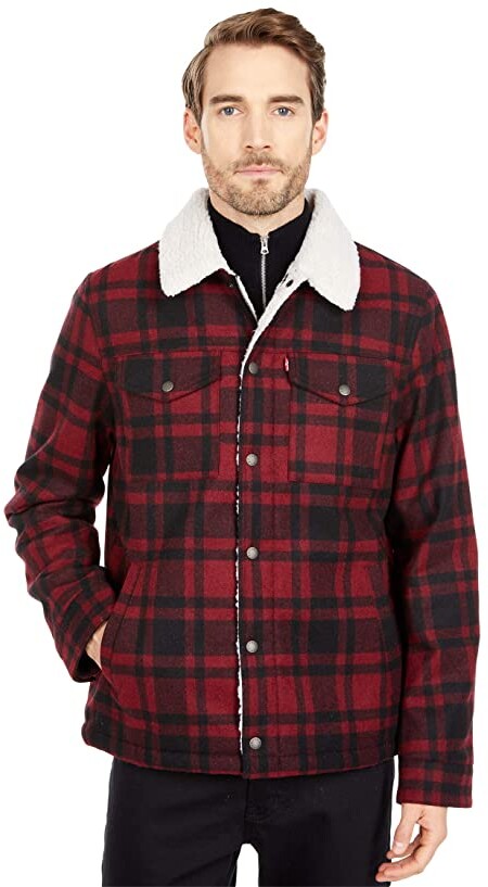 levi's red plaid sherpa jacket