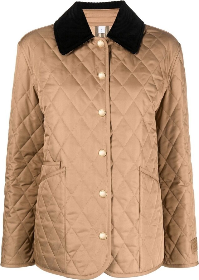 Burberry ContrastCollar Quilted Jacket ShopStyle