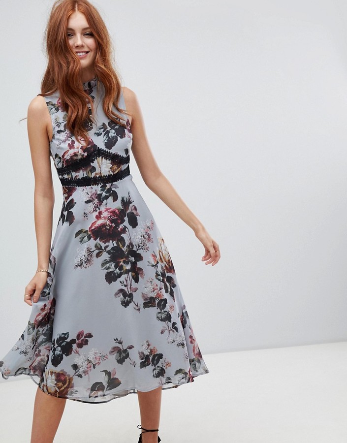 hope and ivy fluted sleeve midi with cut out